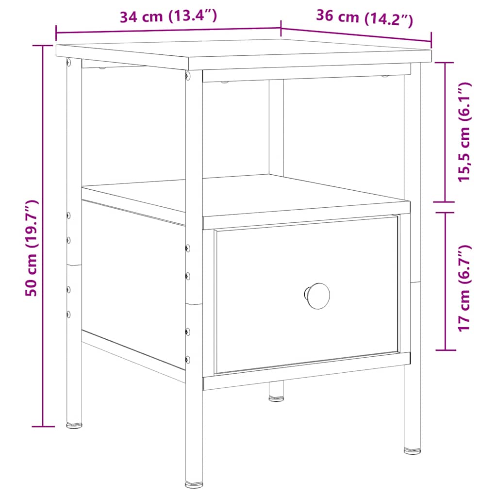 Tables de chevet 2 pcs chêne artisanal bois d'ingénierie - XIOS