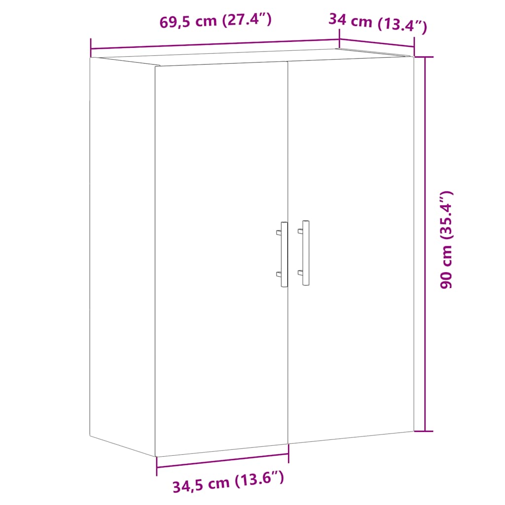 Armoire murale vieux bois 69,5x34x90 cm - XIOS
