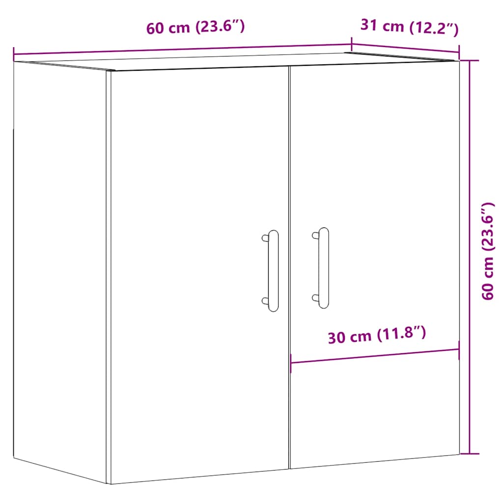 Armoire murale chêne artisanal 60x31x60 cm bois d'ingénierie - XIOS