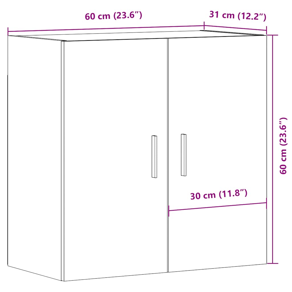 Armoire murale vieux bois 60x31x60 cm bois d'ingénierie - XIOS