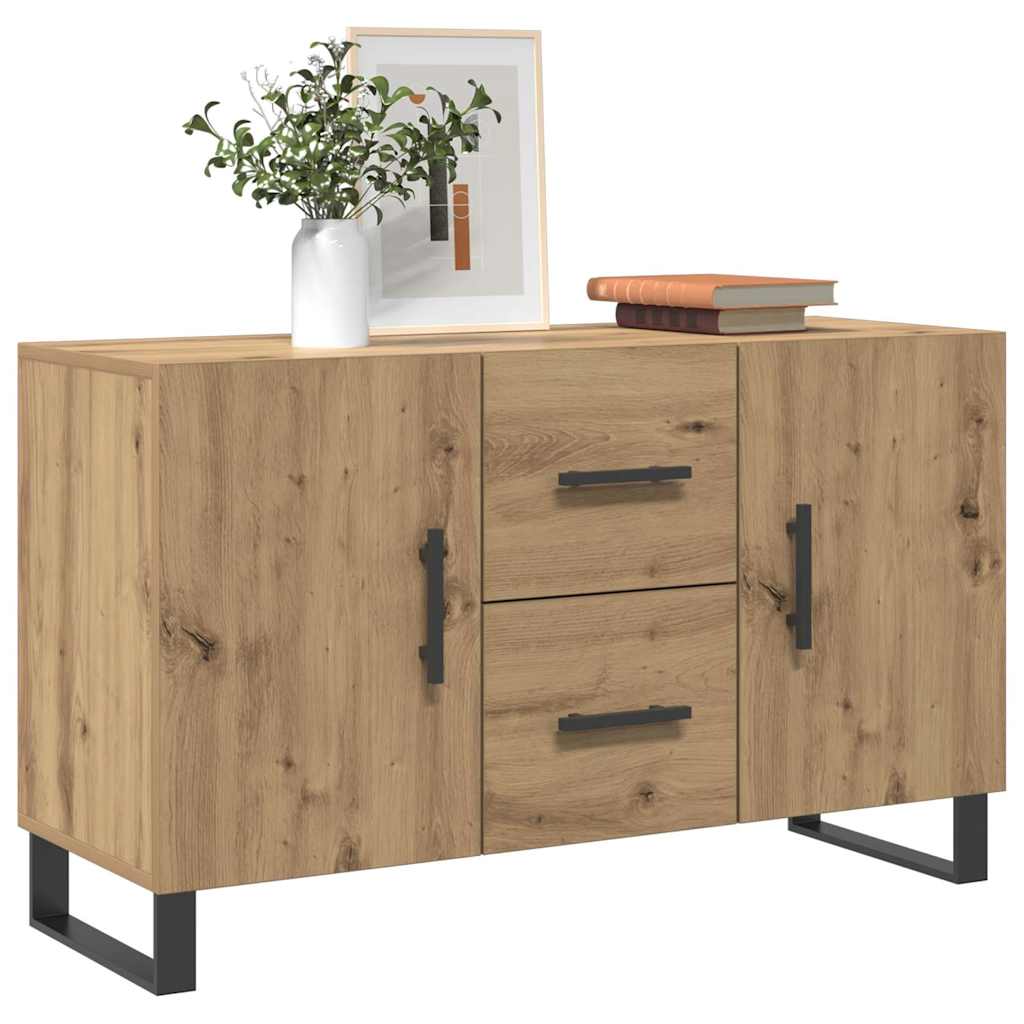 Buffet chêne artisanal 100x36x60 cm bois d'ingénierie