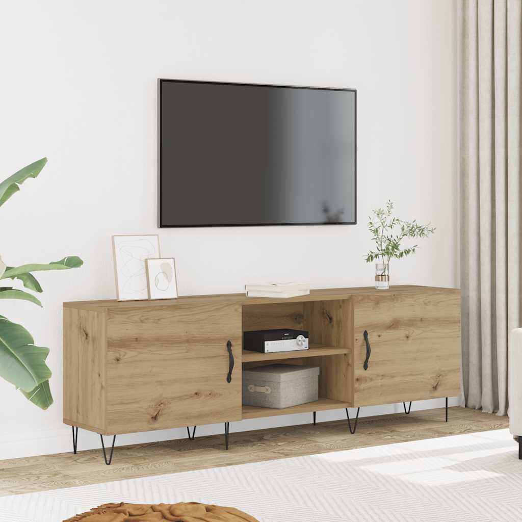 Meuble TV chêne artisanal 150x30x50 cm bois d'ingénierie - XIOS
