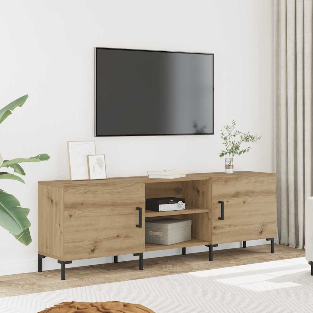 Meuble TV chêne artisanal 150x30x50 cm bois d'ingénierie - XIOS