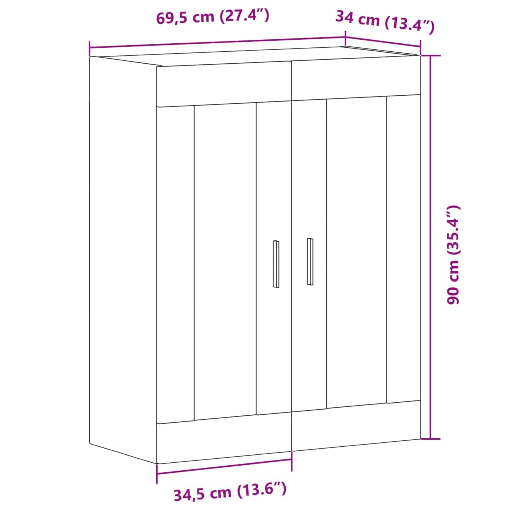 Armoire murale vieux bois 69,5x34x90 cm - XIOS