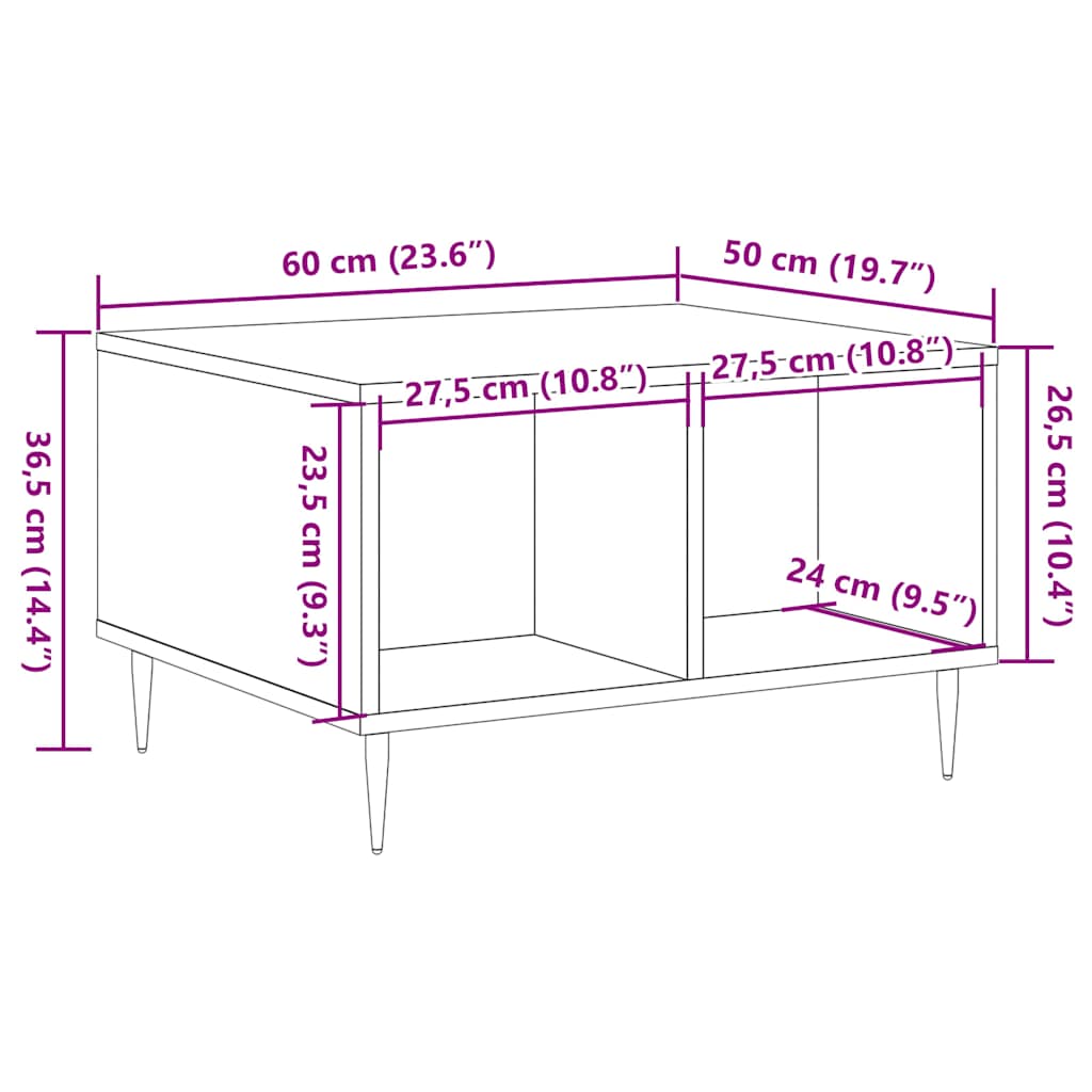 Table basse vieux bois 60x50x36,5 cm bois d'ingénierie - XIOS