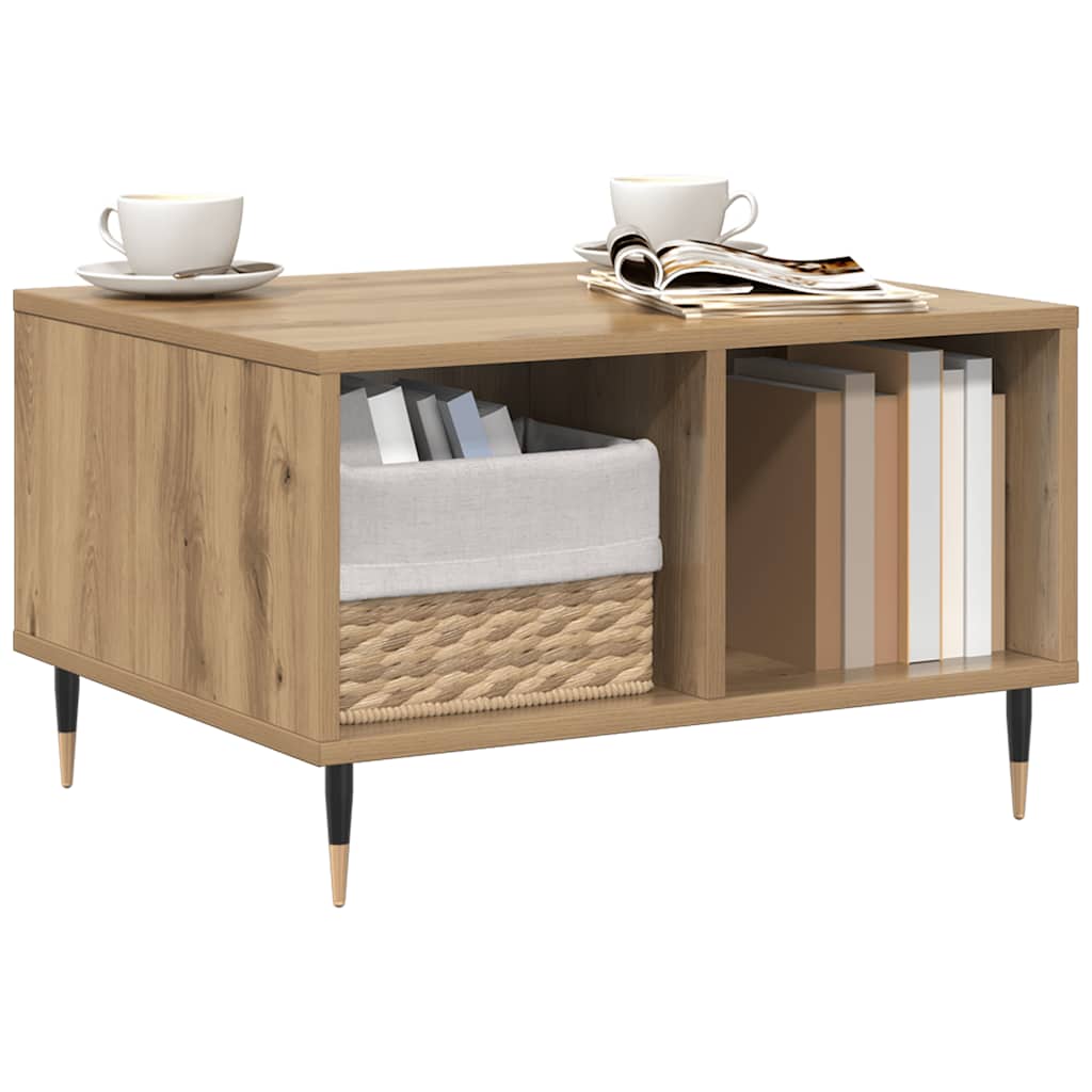 Table basse chêne artisanal 60x50x36,5 cm bois d'ingénierie - XIOS