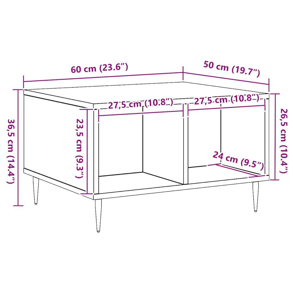 Table basse chêne artisanal 60x50x36,5 cm bois d'ingénierie - XIOS