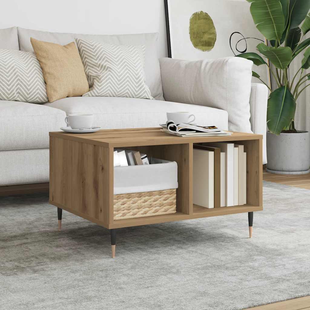 Table basse chêne artisanal 60x50x36,5 cm bois d'ingénierie - XIOS