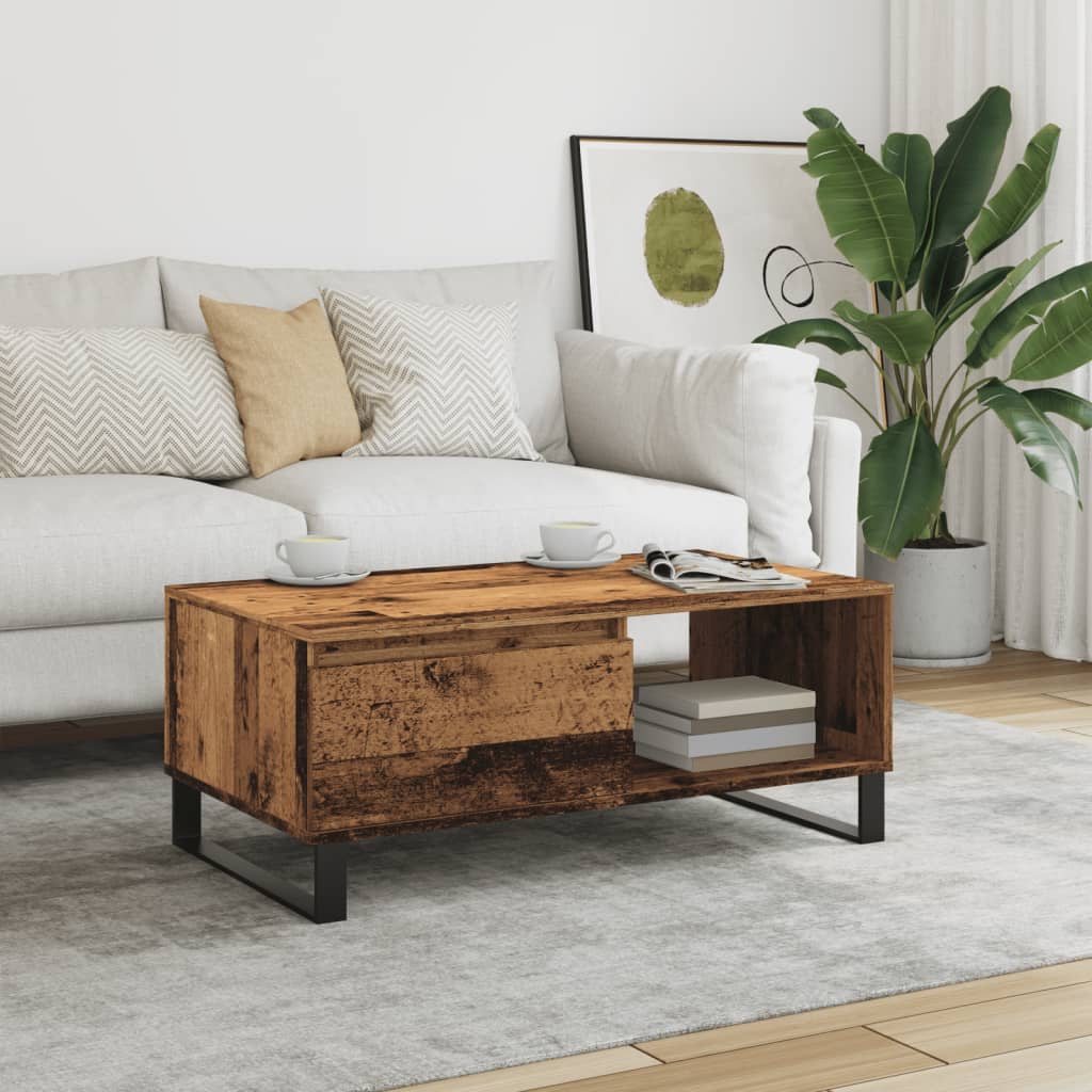 Table basse vieux bois 90x50x36,5 cm bois d'ingénierie - XIOS