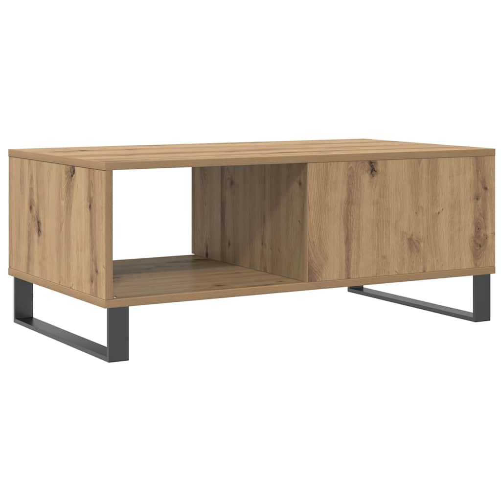 Table basse chêne artisanal 90x50x36,5 cm bois d'ingénierie - XIOS