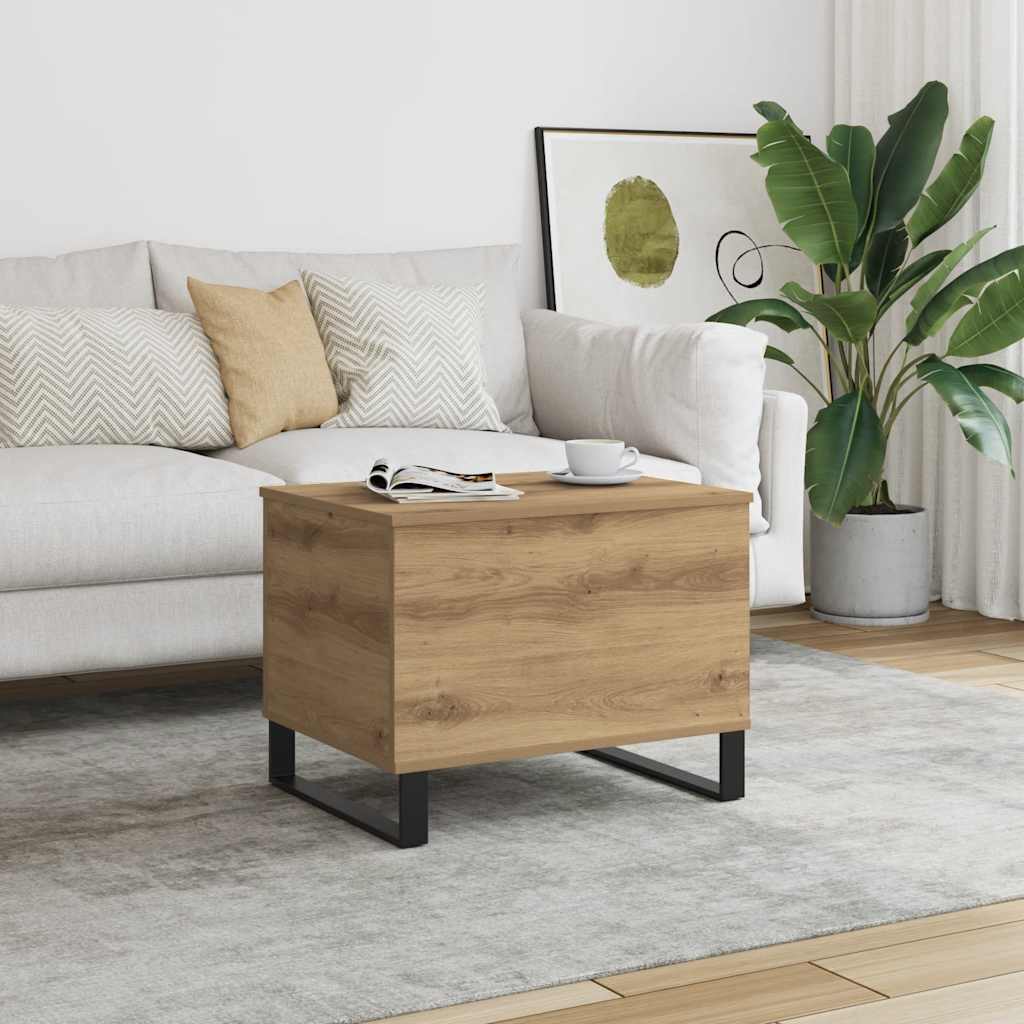 Table basse chêne artisanal 60x44,5x45 cm bois d'ingénierie - XIOS