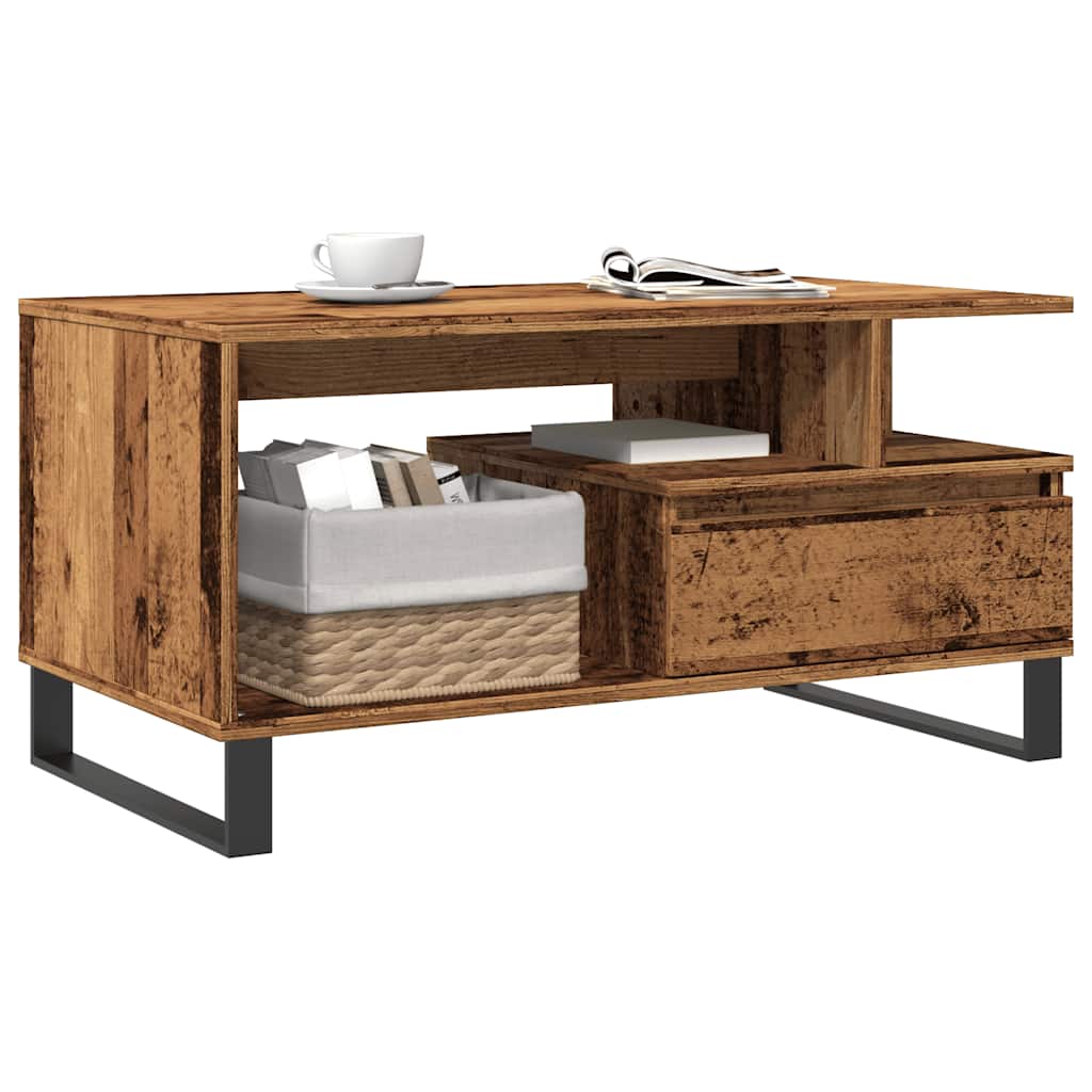 Table basse vieux bois 90x49x45 cm bois d'ingénierie - XIOS