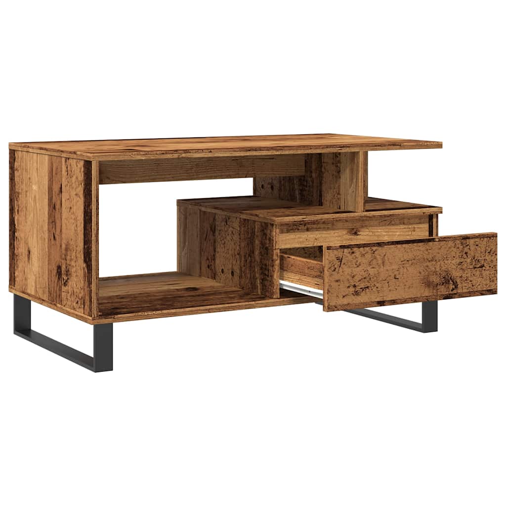 Table basse vieux bois 90x49x45 cm bois d'ingénierie - XIOS