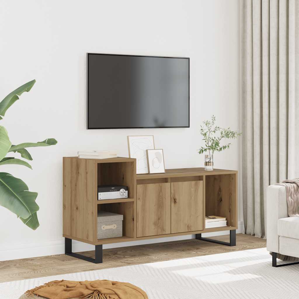 Meuble TV chêne artisanal 100x35x55 cm bois d'ingénierie - XIOS