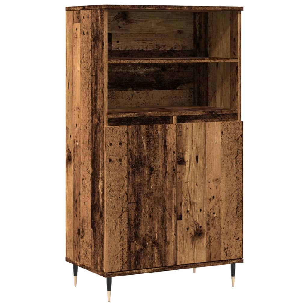 Buffet haut vieux bois 60x36x110 cm bois d'ingénierie - XIOS