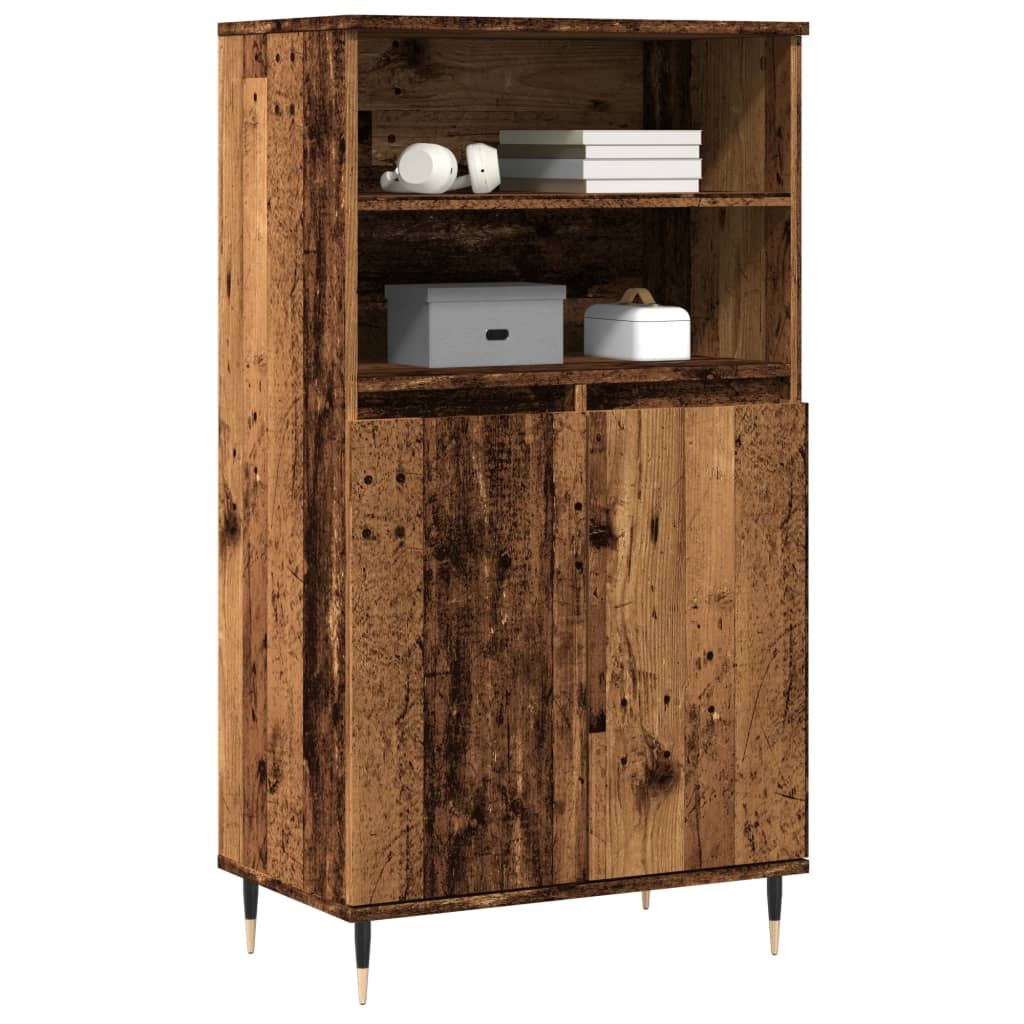 Buffet haut vieux bois 60x36x110 cm bois d'ingénierie - XIOS
