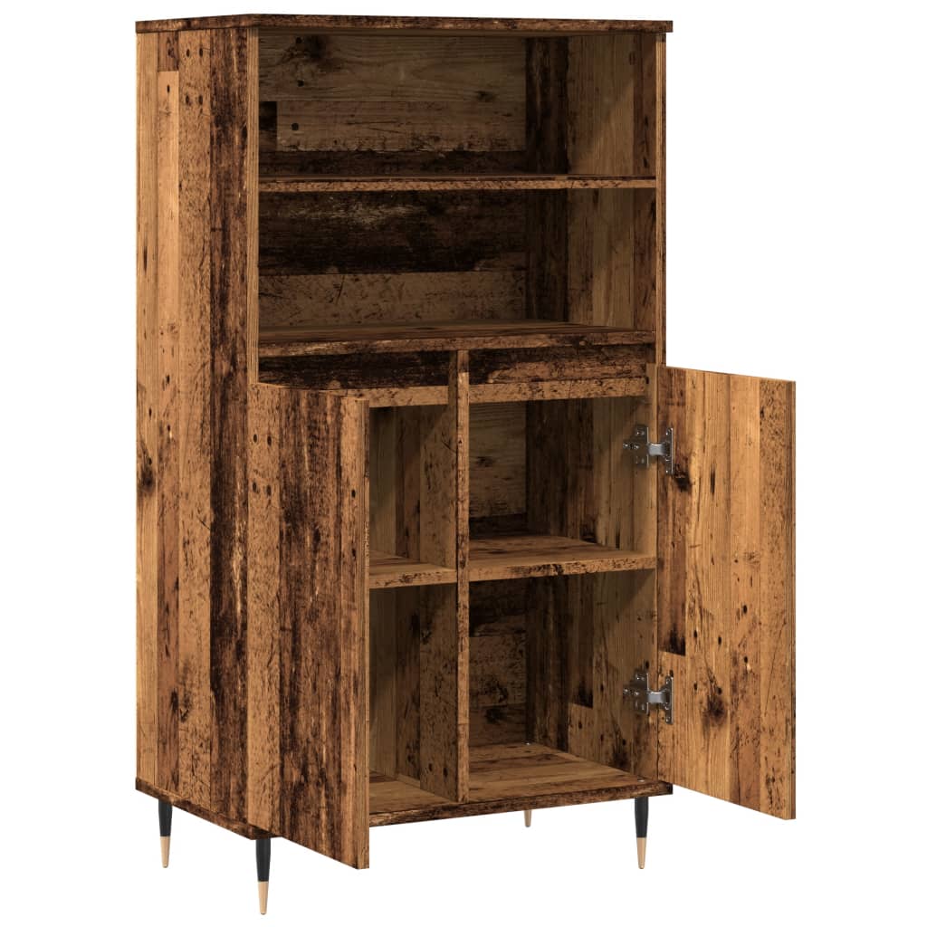 Buffet haut vieux bois 60x36x110 cm bois d'ingénierie - XIOS