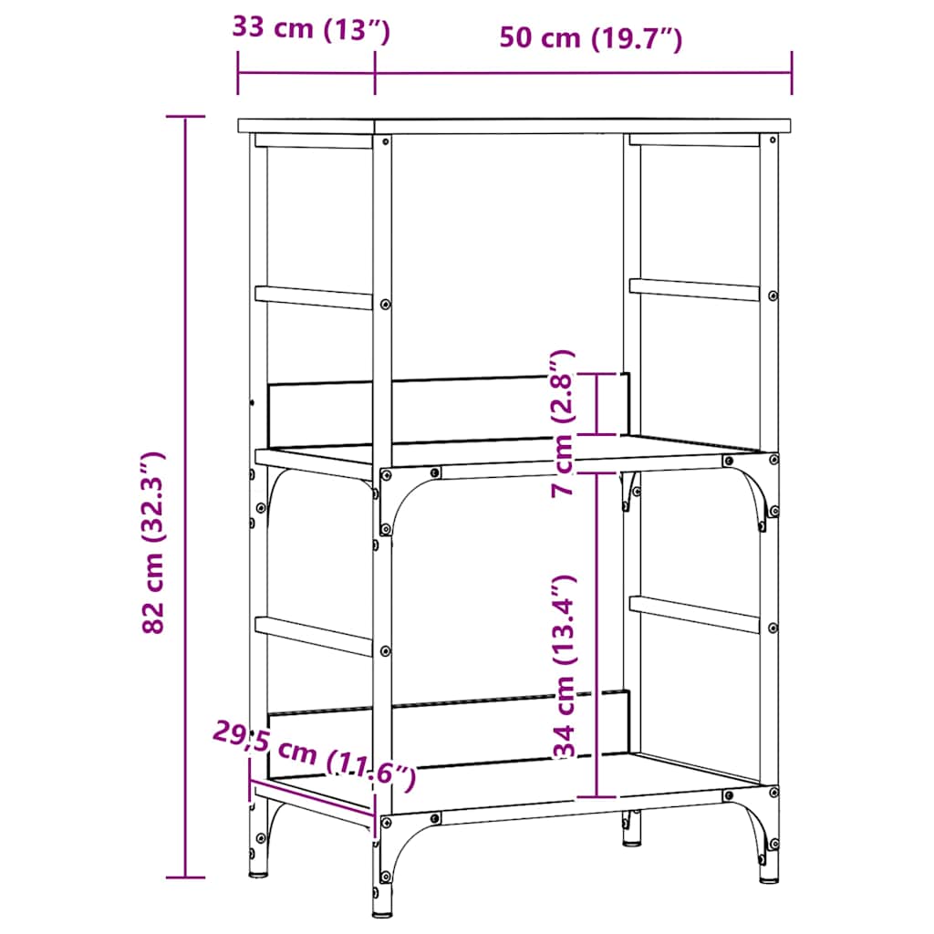 Bibliothèque chêne artisanal 50x33x82 cm bois d'ingénierie - XIOS