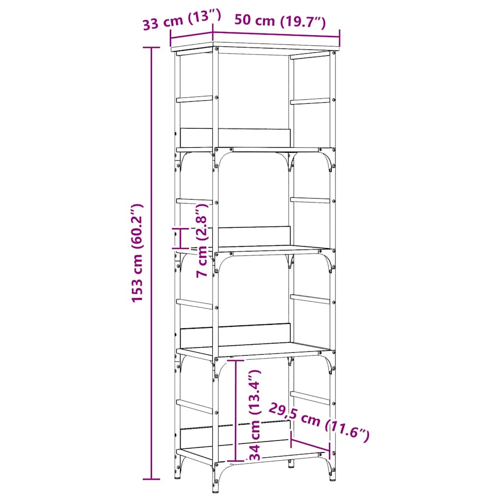 Bibliothèque chêne artisanal 50x33x153 cm bois d'ingénierie - XIOS