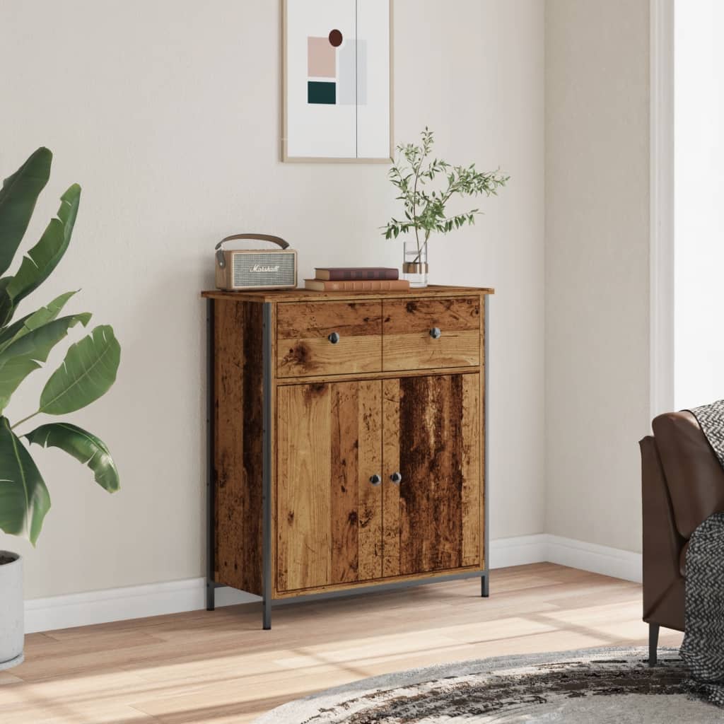Buffet vieux bois 70x30x80 cm bois d'ingénierie - XIOS