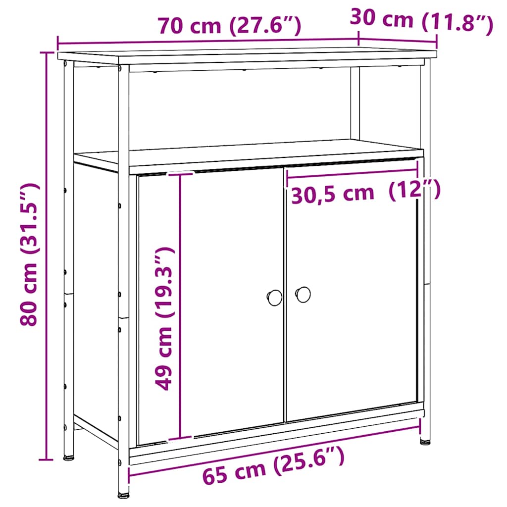 Buffet chêne artisanal 70x30x80 cm bois d'ingénierie - XIOS