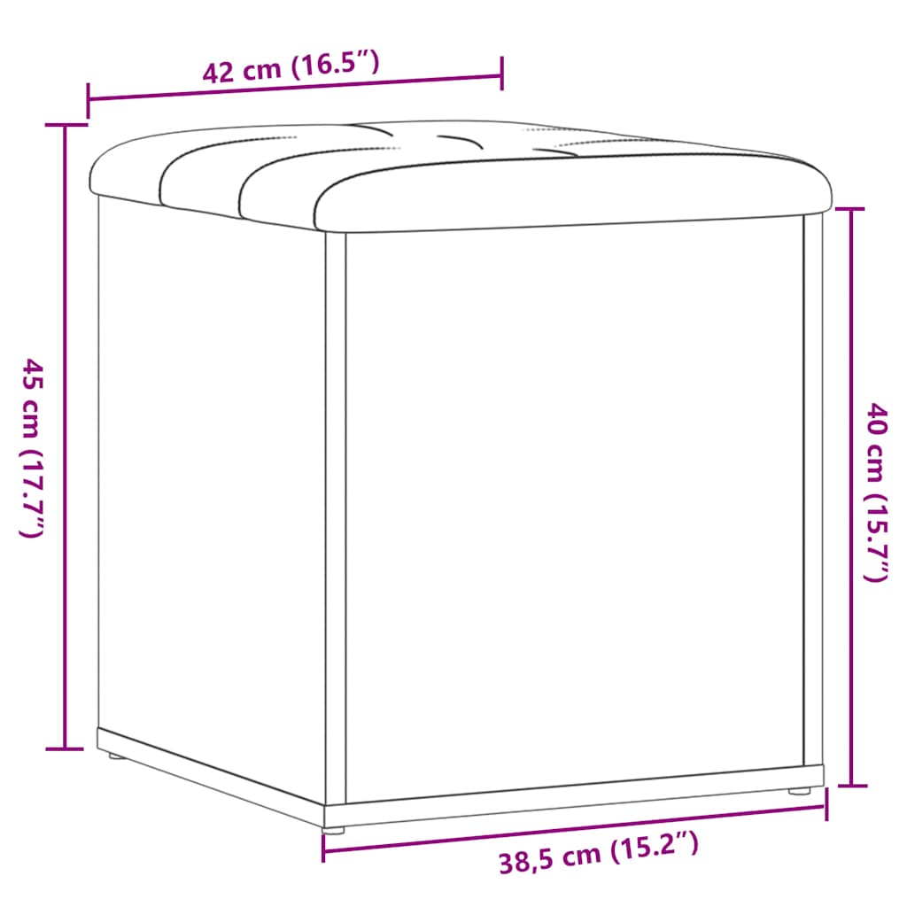 Banc de rangement vieux bois 42x42x45 cm bois d'ingénierie - XIOS