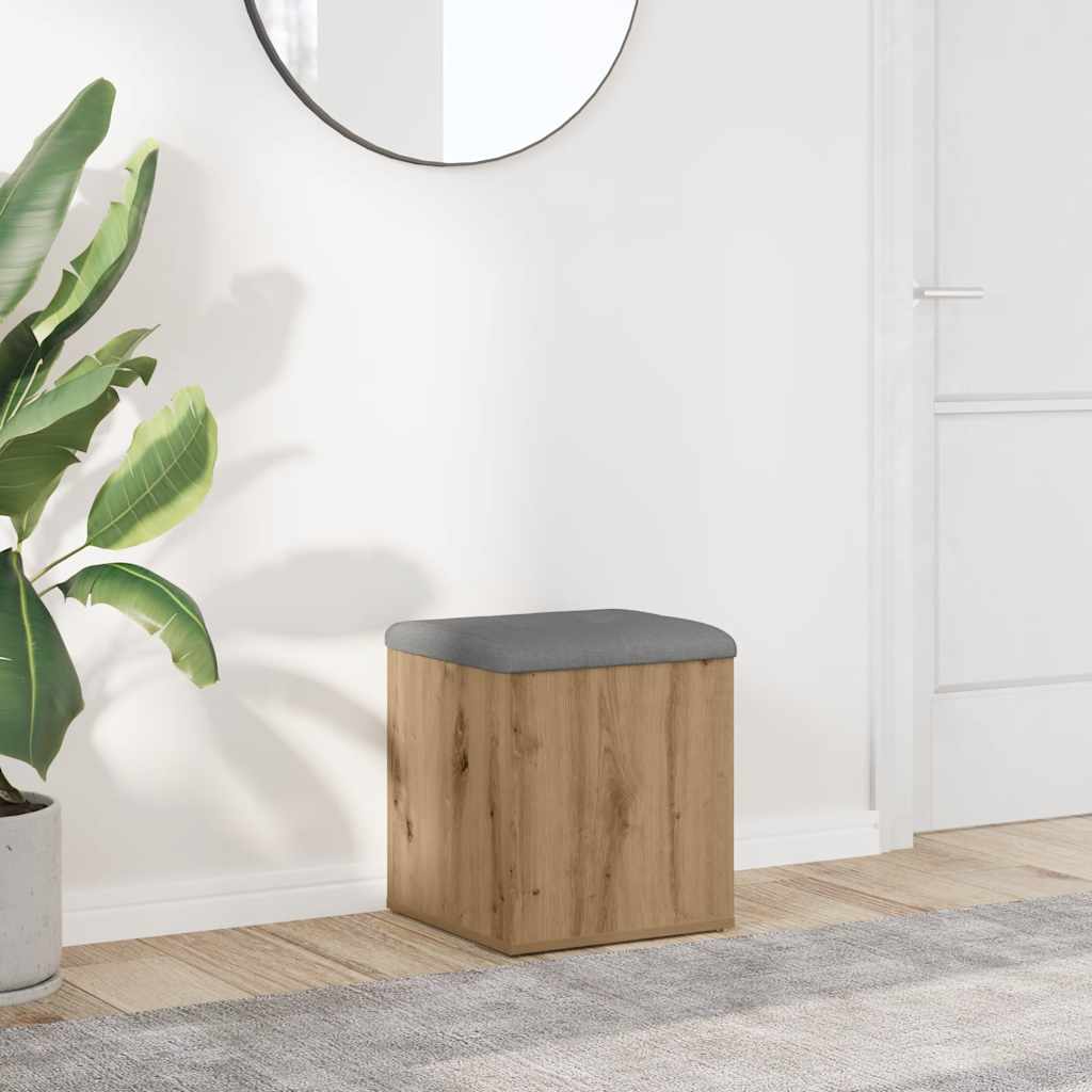 Banc de rangement chêne artisanal 42x42x45 cm bois d'ingénierie - XIOS