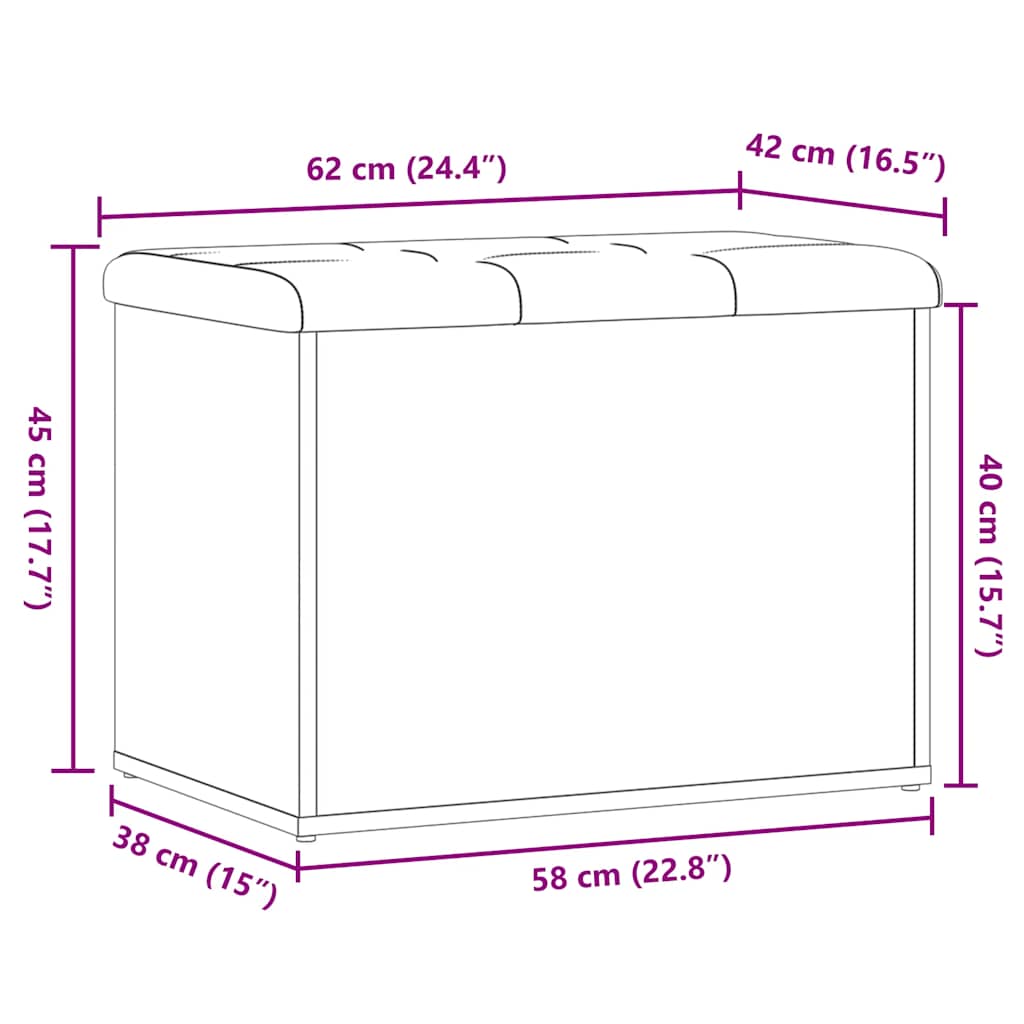 Banc de rangement vieux bois 62x42x45 cm bois d'ingénierie - XIOS