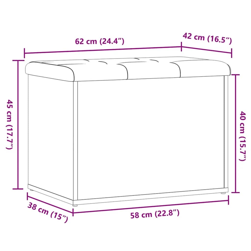 Banc de rangement chêne artisanal 62x42x45 cm bois d'ingénierie - XIOS