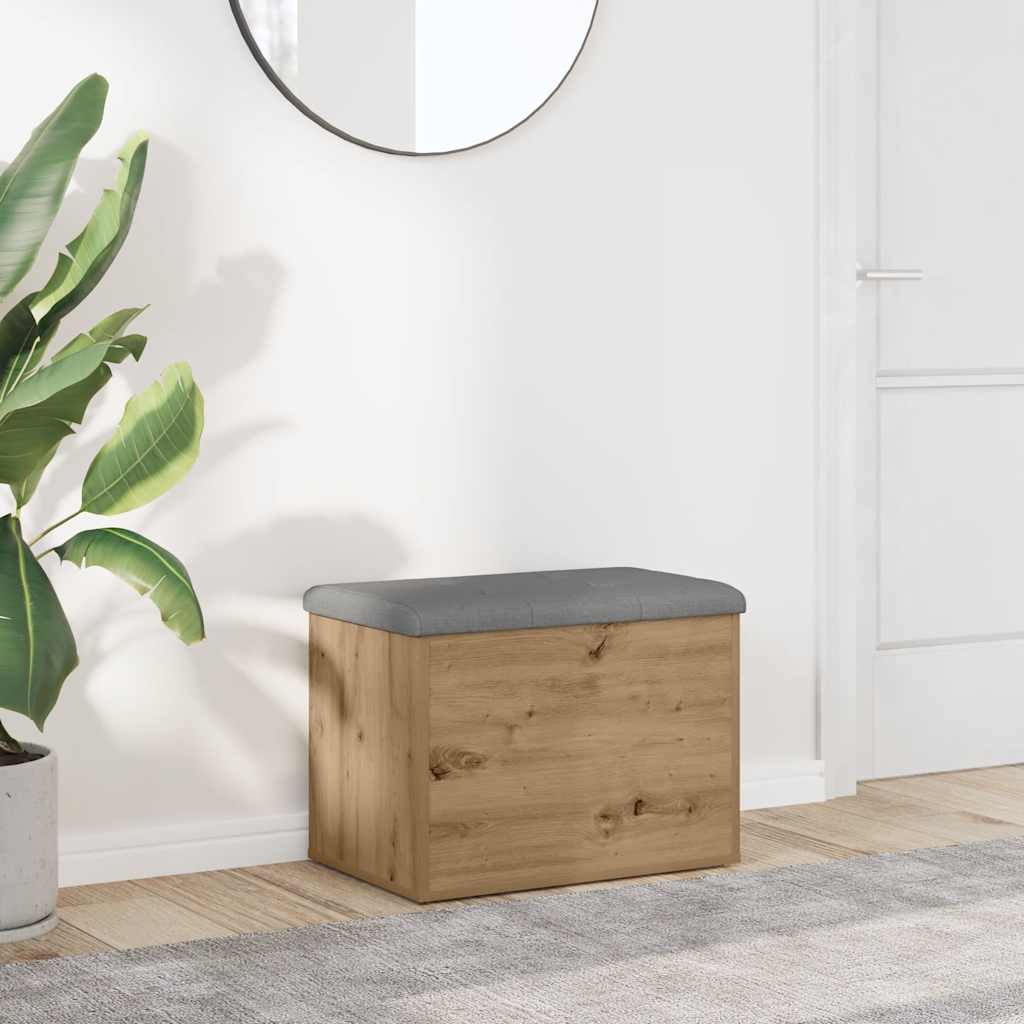 Banc de rangement chêne artisanal 62x42x45 cm bois d'ingénierie - XIOS