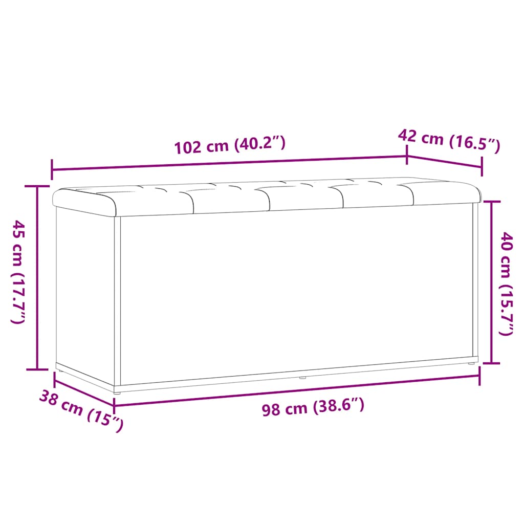 Banc de rangement vieux bois 102x42x45 cm bois d'ingénierie - XIOS