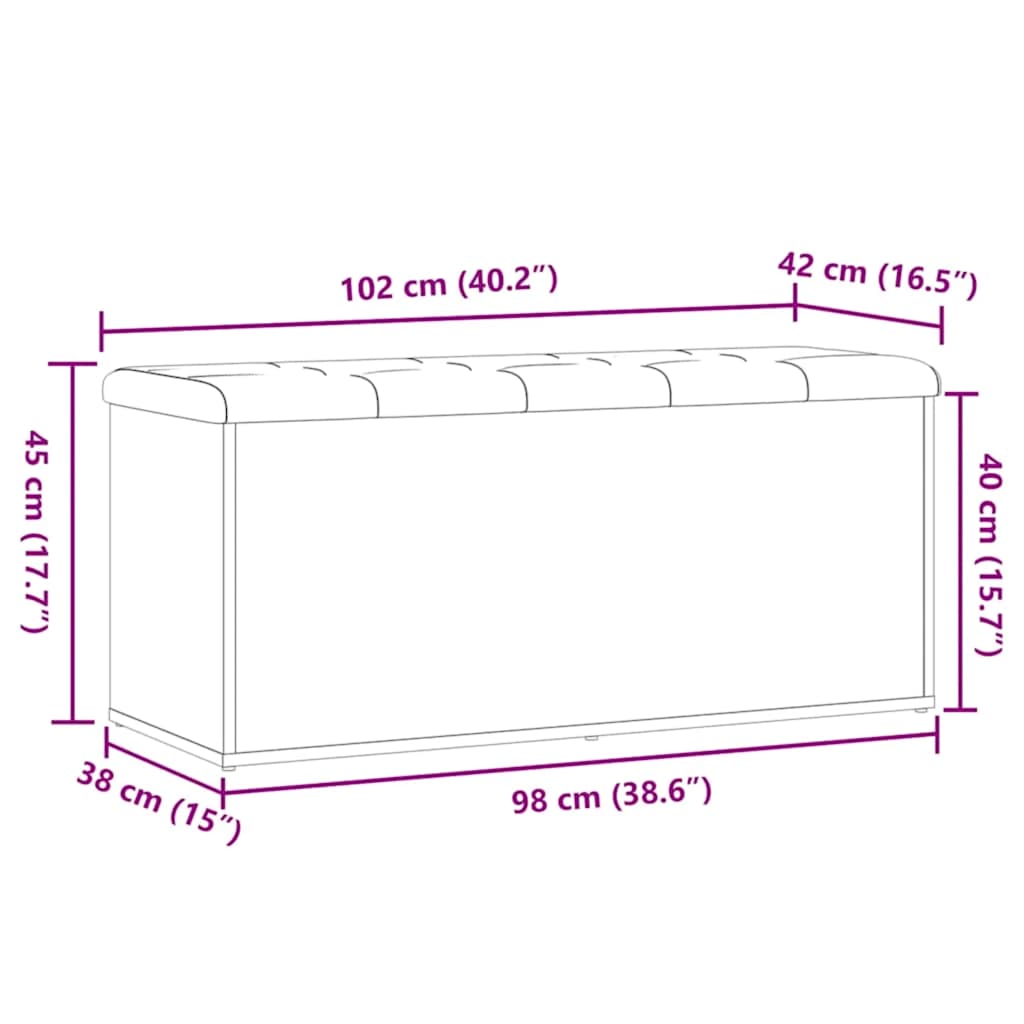 Banc de rangement Chêne artisanal 102x42x45 cm Bois d'ingénierie - XIOS