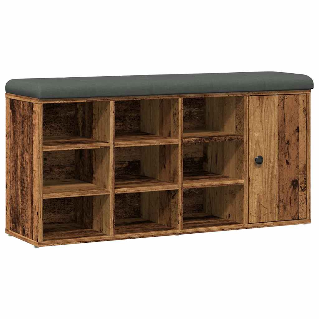 Banc à chaussures vieux bois 102x32x50 cm bois d'ingénierie - XIOS