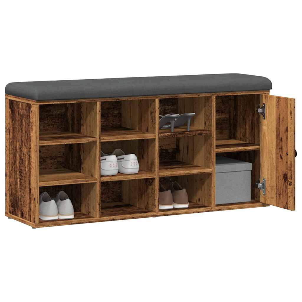 Banc à chaussures vieux bois 102x32x50 cm bois d'ingénierie - XIOS
