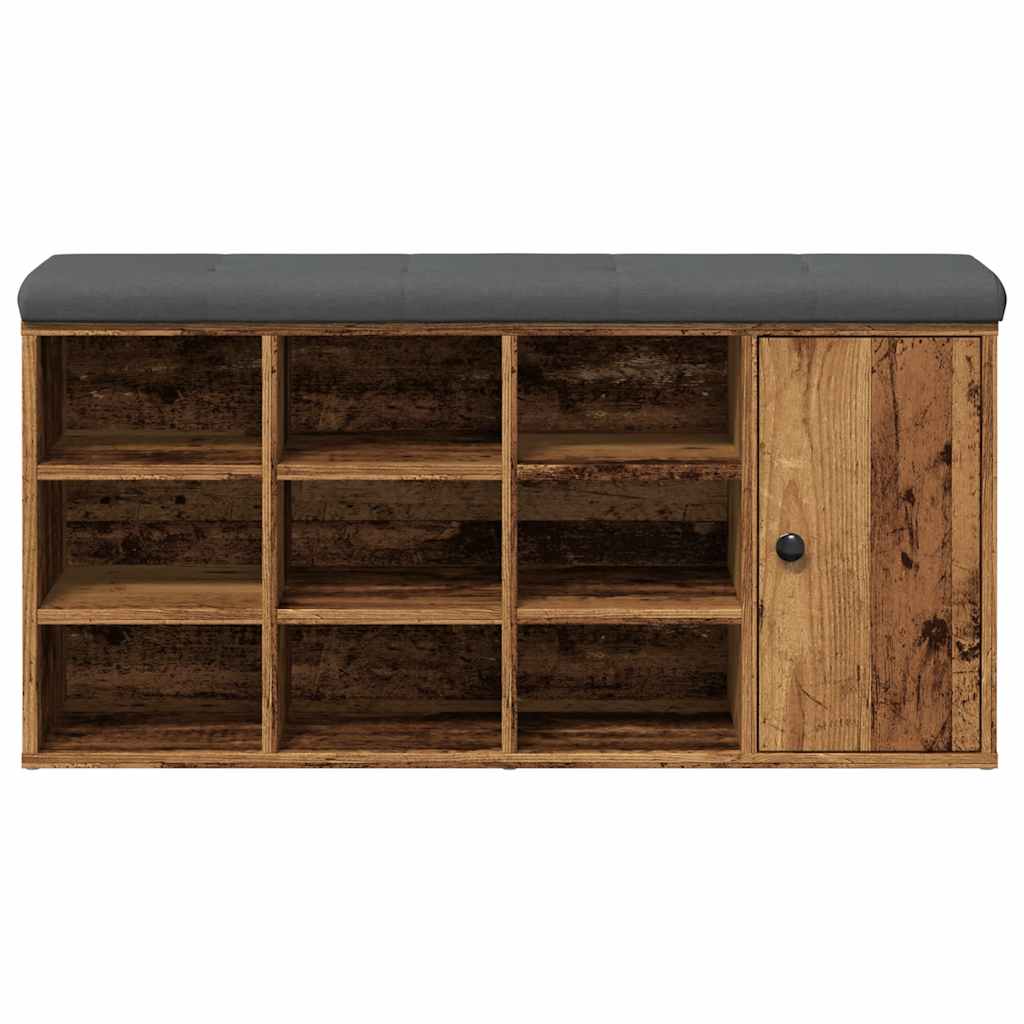 Banc à chaussures vieux bois 102x32x50 cm bois d'ingénierie - XIOS