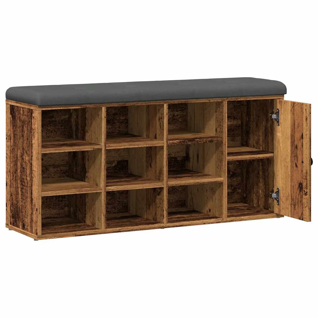 Banc à chaussures vieux bois 102x32x50 cm bois d'ingénierie - XIOS