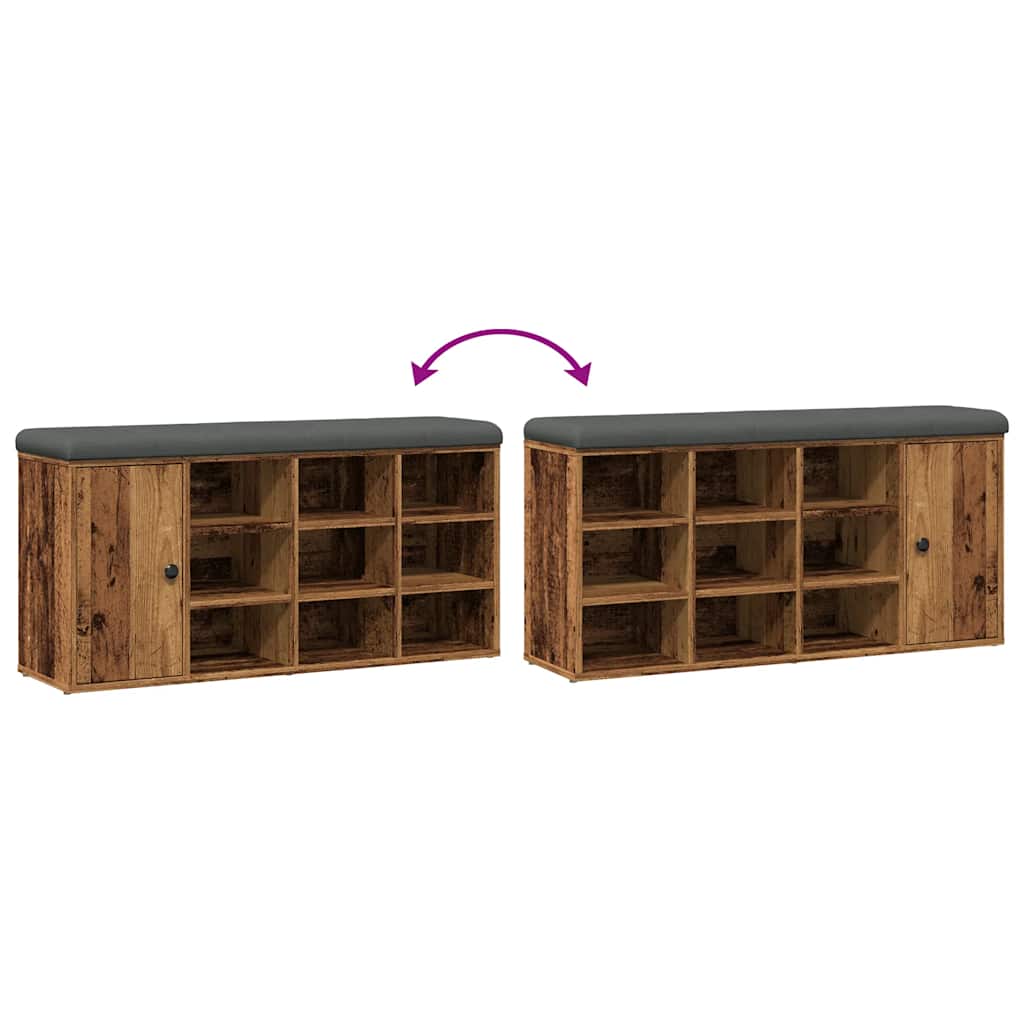 Banc à chaussures vieux bois 102x32x50 cm bois d'ingénierie - XIOS