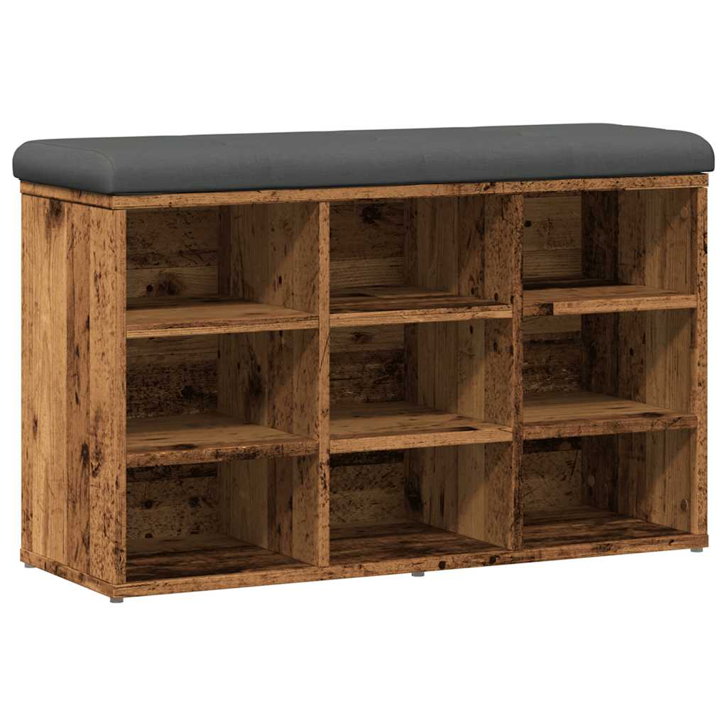 Banc à chaussures vieux bois 82x32x50 cm bois d'ingénierie - XIOS