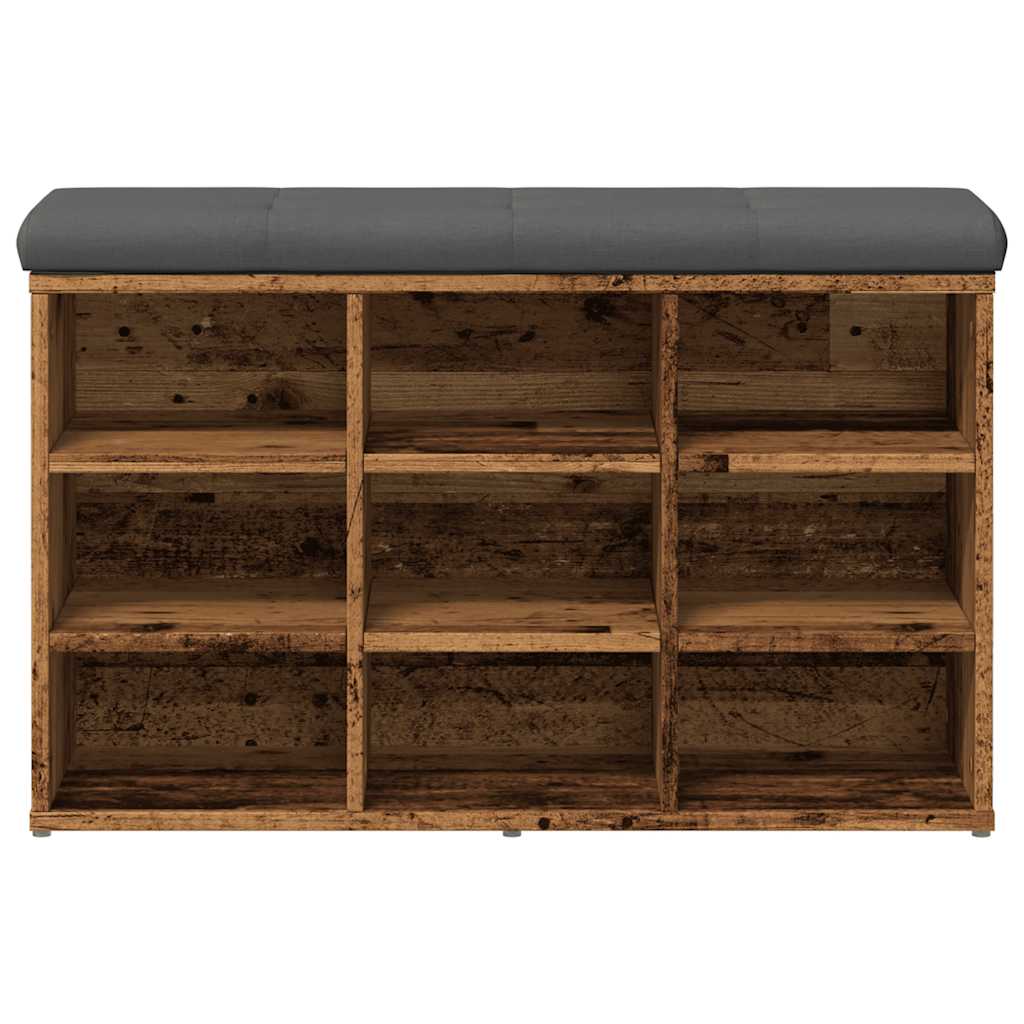 Banc à chaussures vieux bois 82x32x50 cm bois d'ingénierie - XIOS
