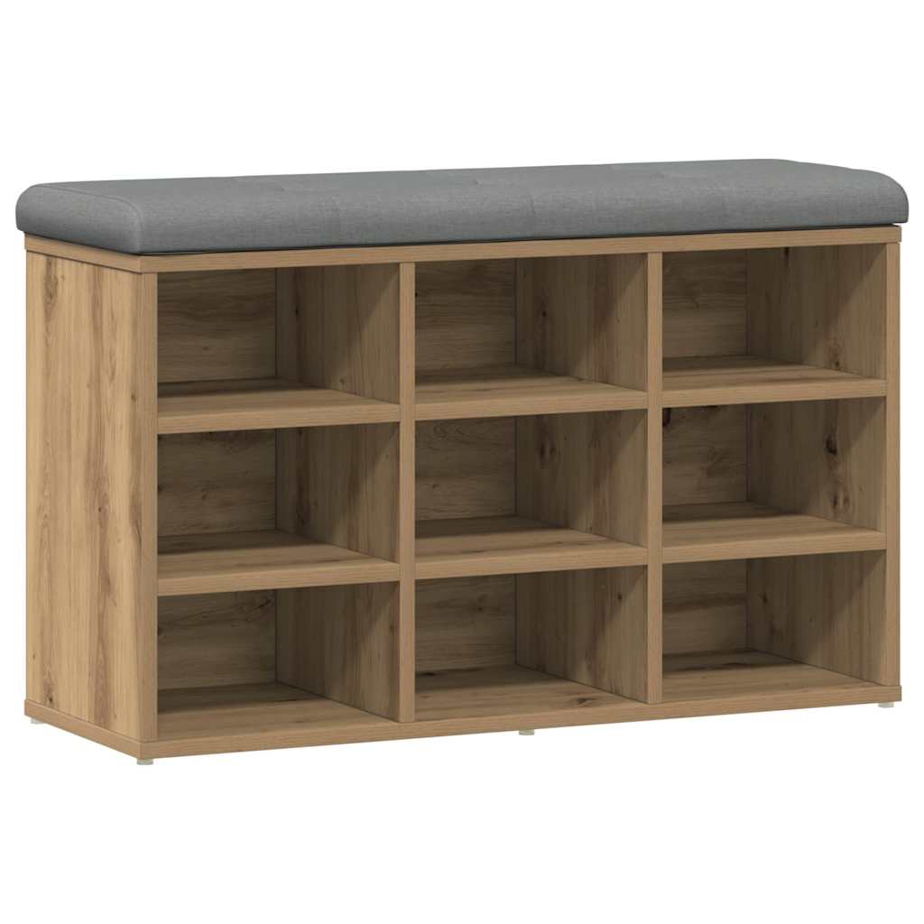 Banc à chaussures chêne artisanal 82x32x50 cm bois d'ingénierie - XIOS