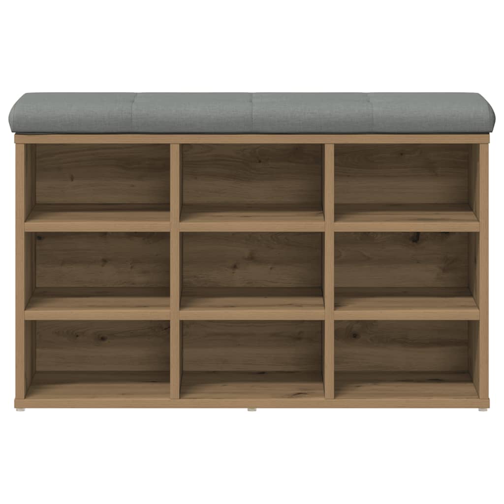 Banc à chaussures chêne artisanal 82x32x50 cm bois d'ingénierie - XIOS