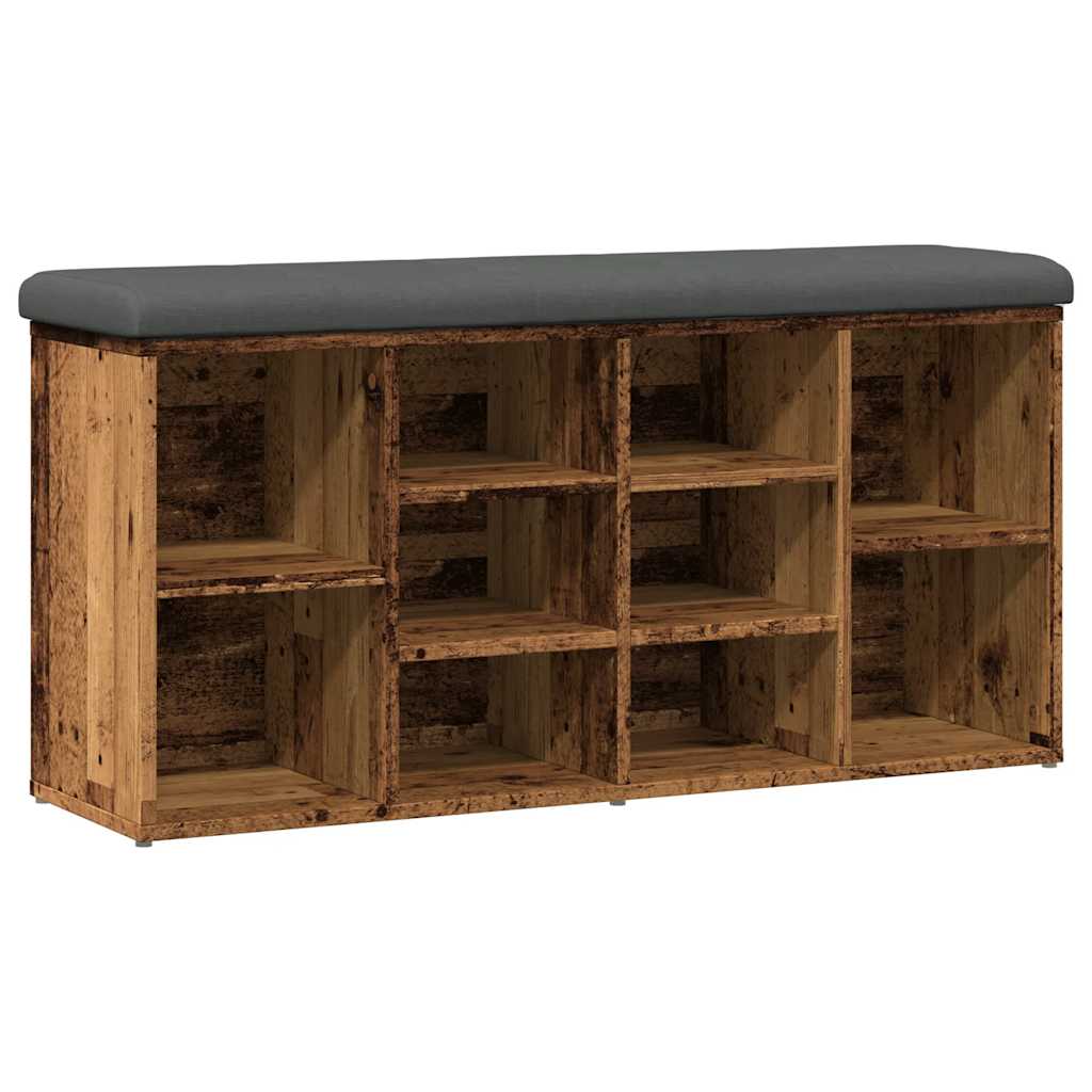 Banc à chaussures vieux bois 102x32x50 cm bois d'ingénierie - XIOS