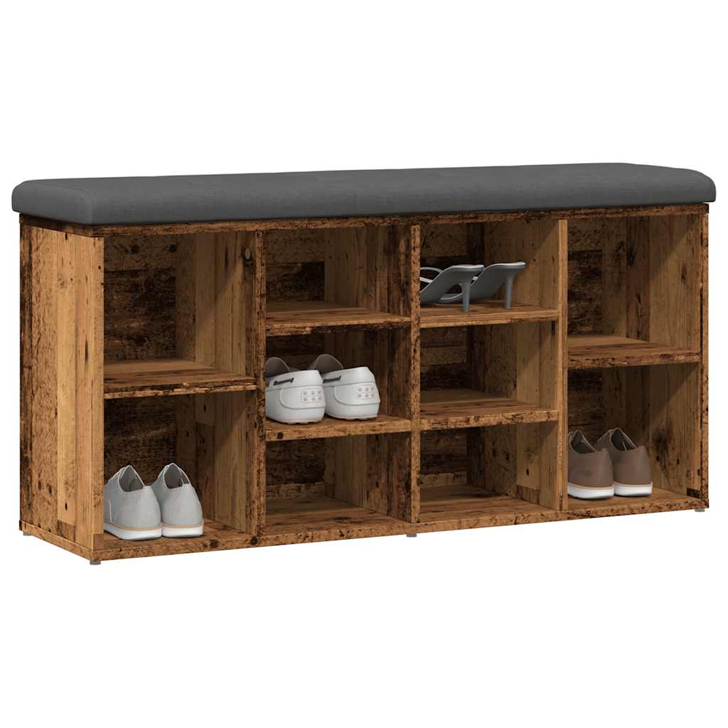 Banc à chaussures vieux bois 102x32x50 cm bois d'ingénierie - XIOS