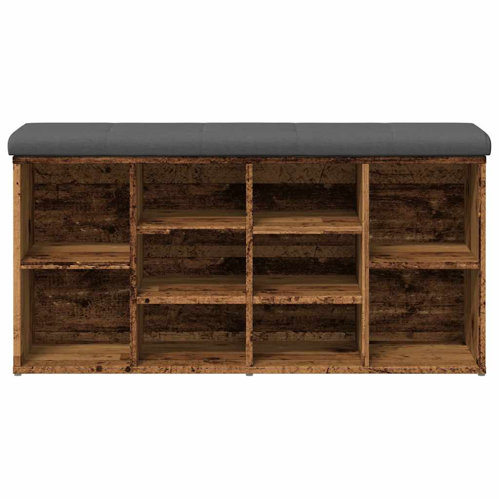 Banc à chaussures vieux bois 102x32x50 cm bois d'ingénierie - XIOS