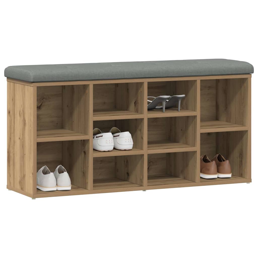 Banc à chaussures chêne artisanal 102x32x50cm bois d'ingénierie - XIOS