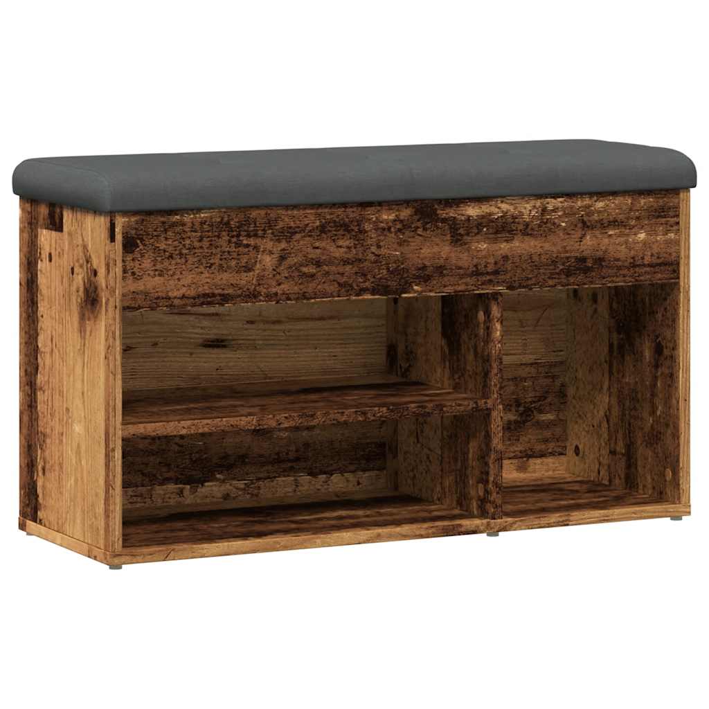 Banc à chaussures vieux bois 82x32x45,5 cm bois d'ingénierie - XIOS