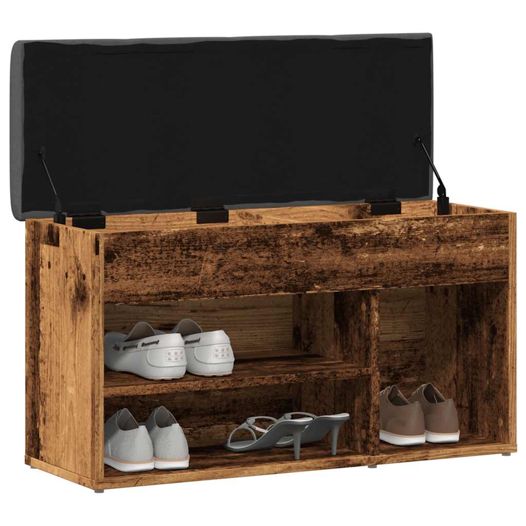 Banc à chaussures vieux bois 82x32x45,5 cm bois d'ingénierie - XIOS