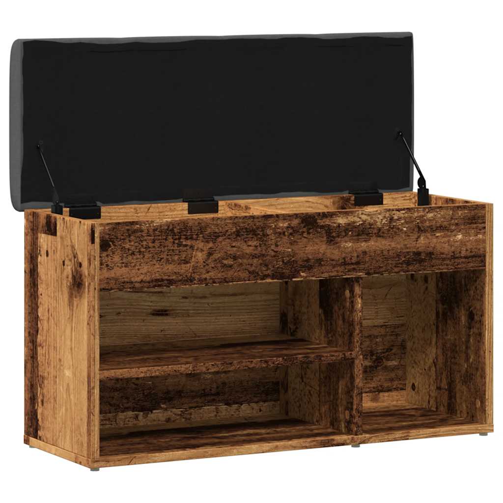 Banc à chaussures vieux bois 82x32x45,5 cm bois d'ingénierie - XIOS