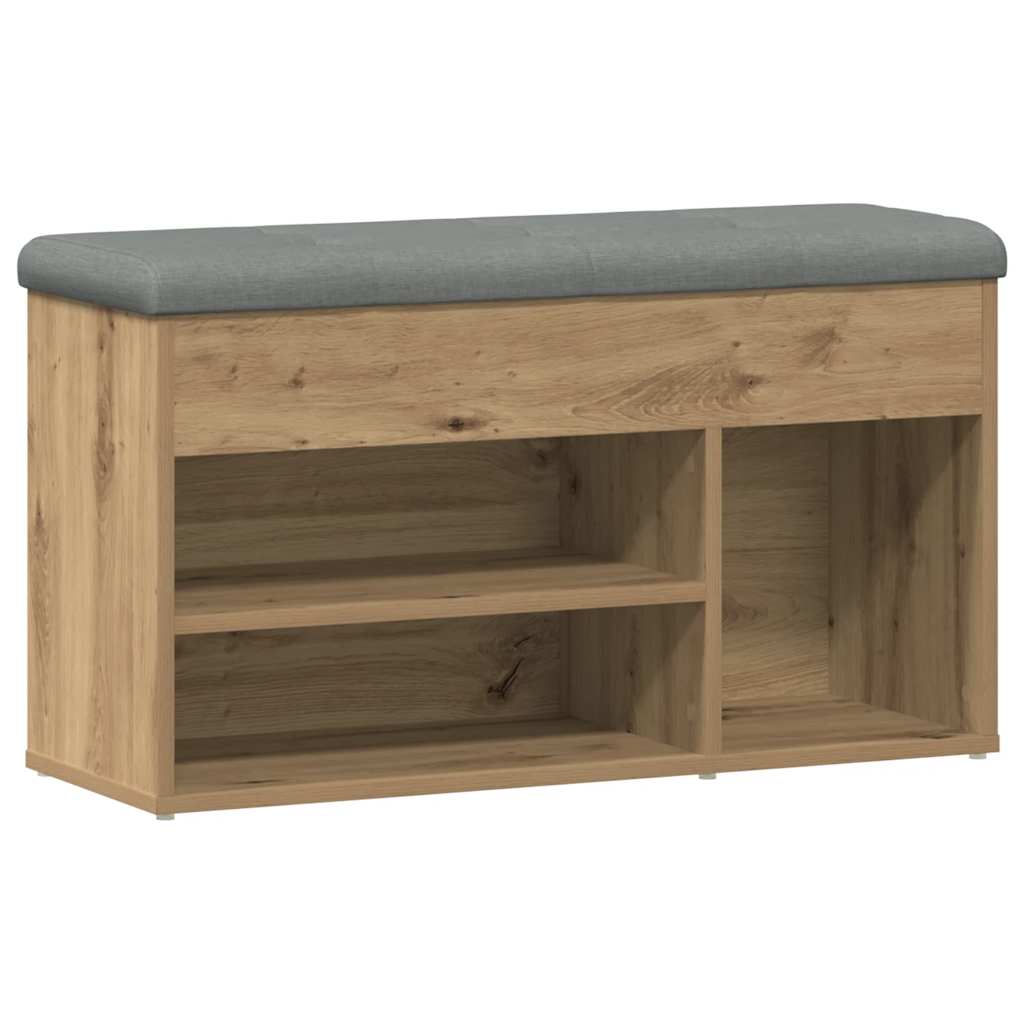 Banc à chaussures chêne artisanal 82x32x45,5 cm bois ingénierie - XIOS