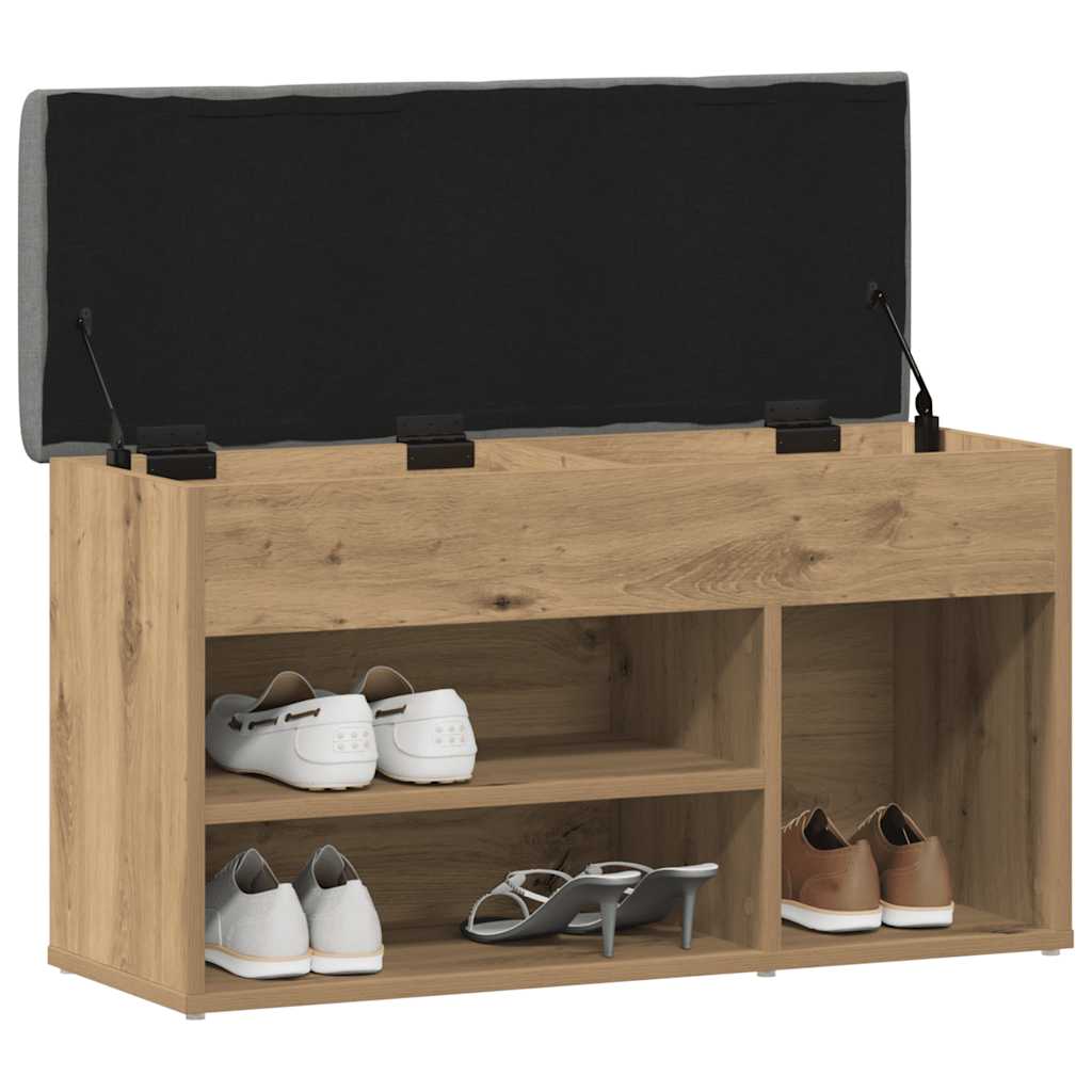 Banc à chaussures chêne artisanal 82x32x45,5 cm bois ingénierie - XIOS